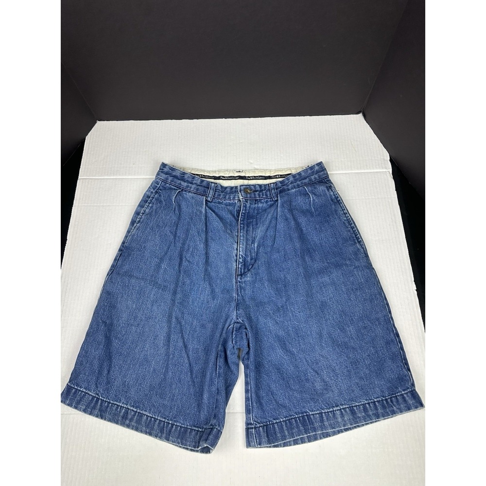 Polo Ralph Lauren Denim Shorts Mens 30 Pleated Relaxed Fit Vintage 90s Style